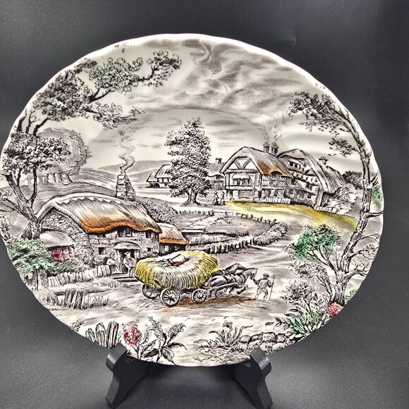 Vintage Yorkshire Ironstone Plate Staffordshire English Countryside Scene JJ3842 - Picture 2 of 5